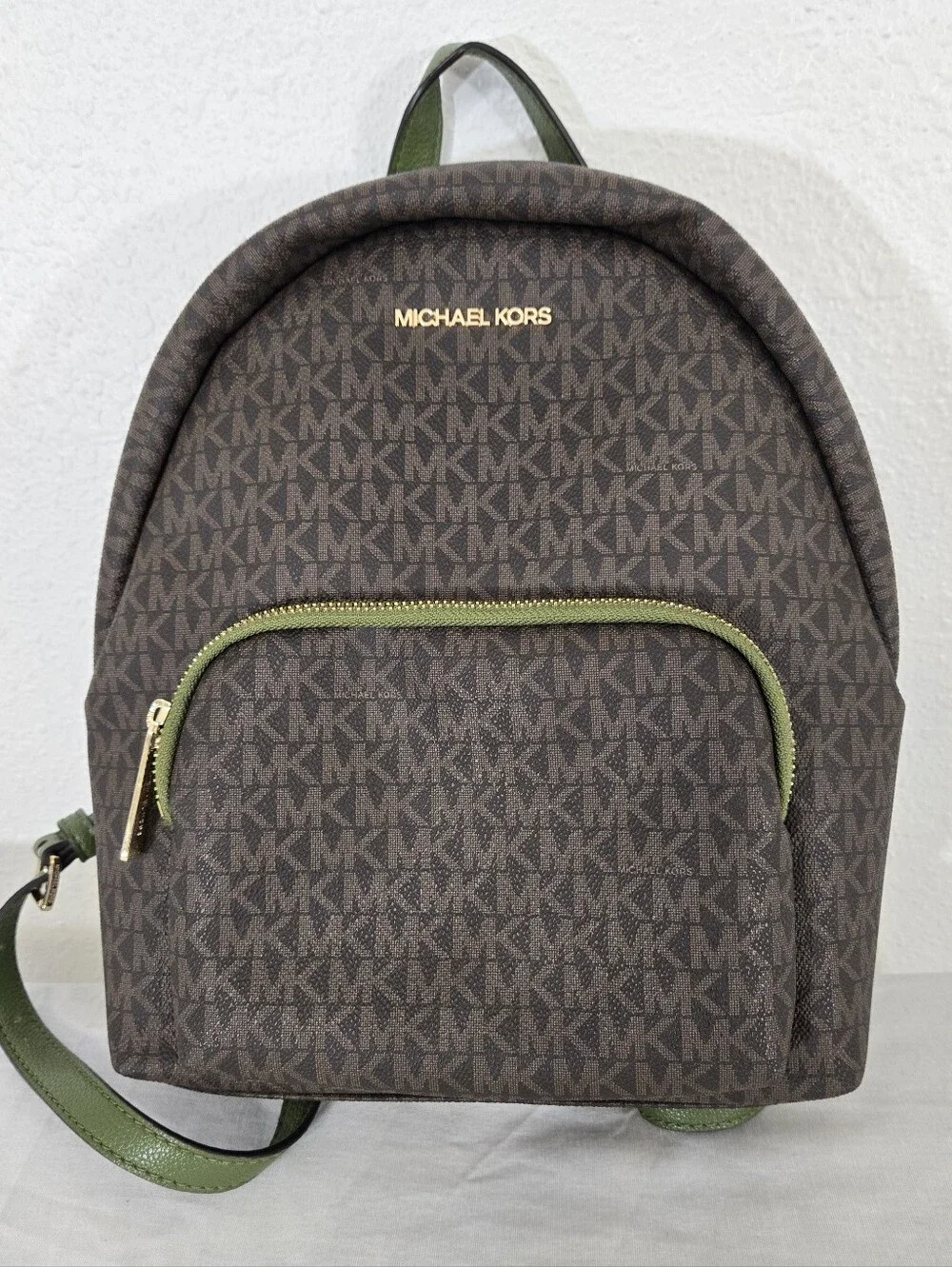 Michael Kors Erin Medium Backpack Purse Evergreen Polished Career Collegiate